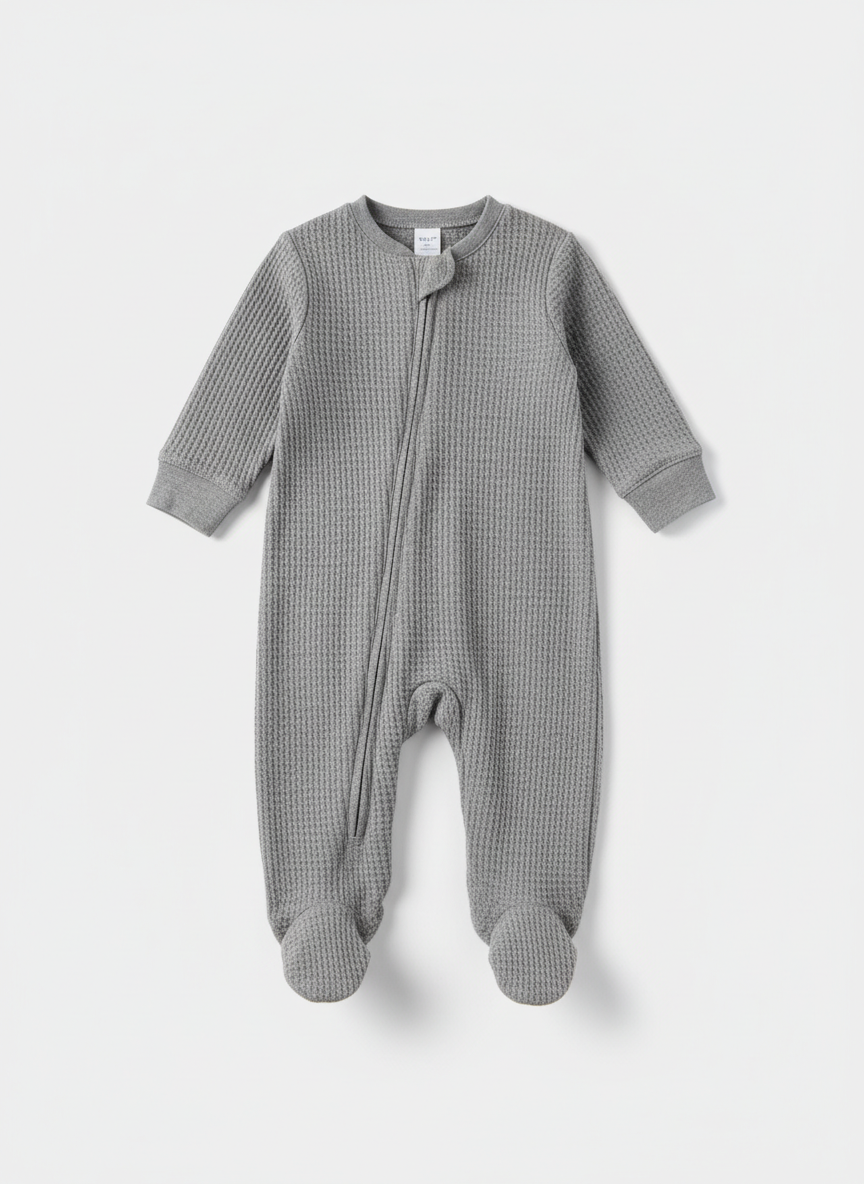Solstice Thermal Waffle Coverall 3-6M Grey Main Image