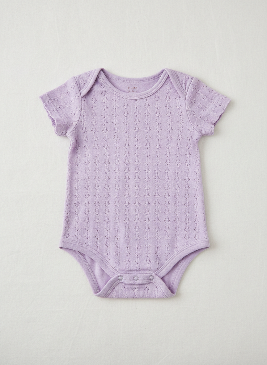 Lumina Pointelle Short-Sleeve Bodysuit 0-3M Lavender Main Image