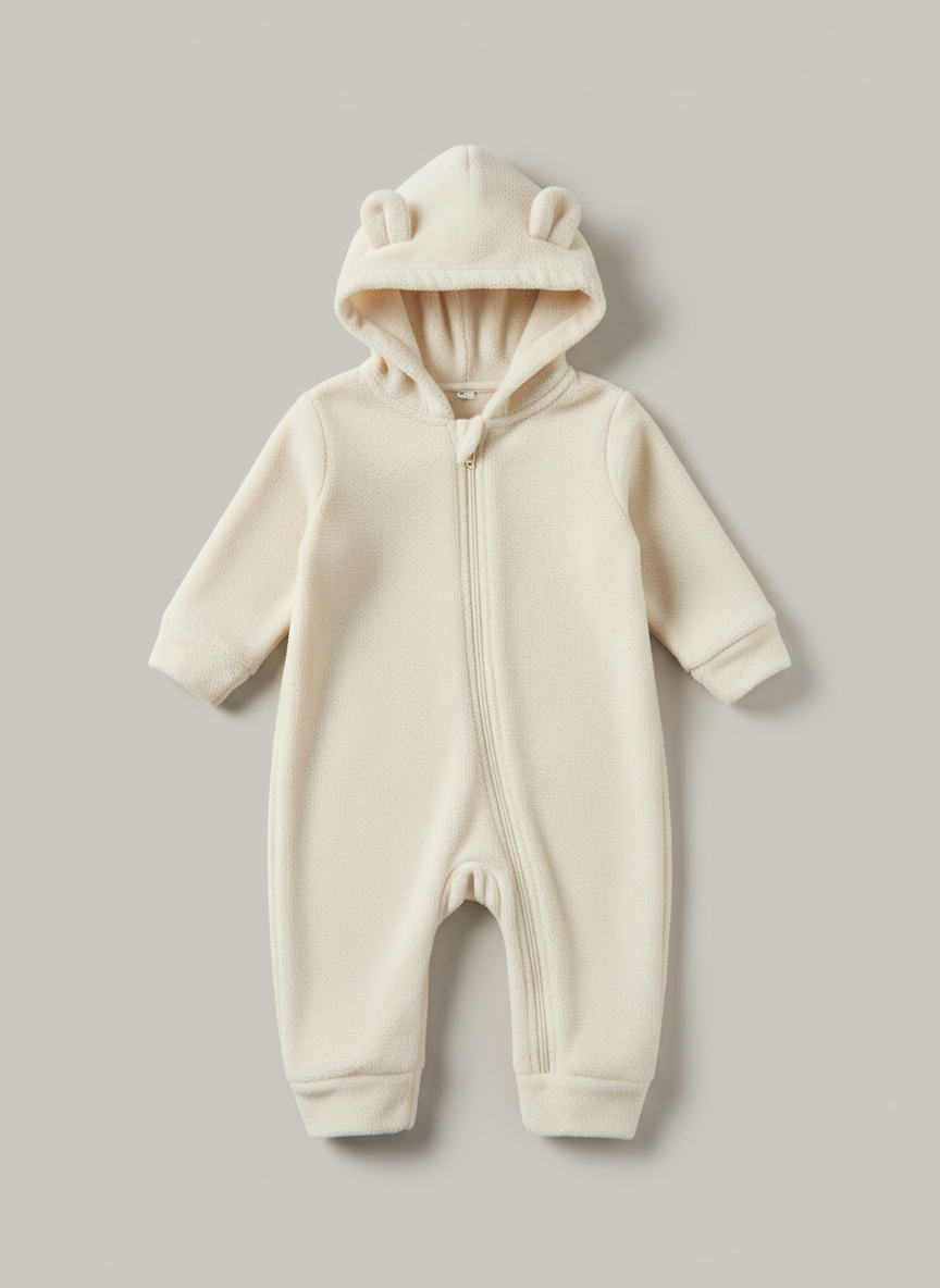 Solstice Cozy Fleece Romper 0-3M Cream Main Image