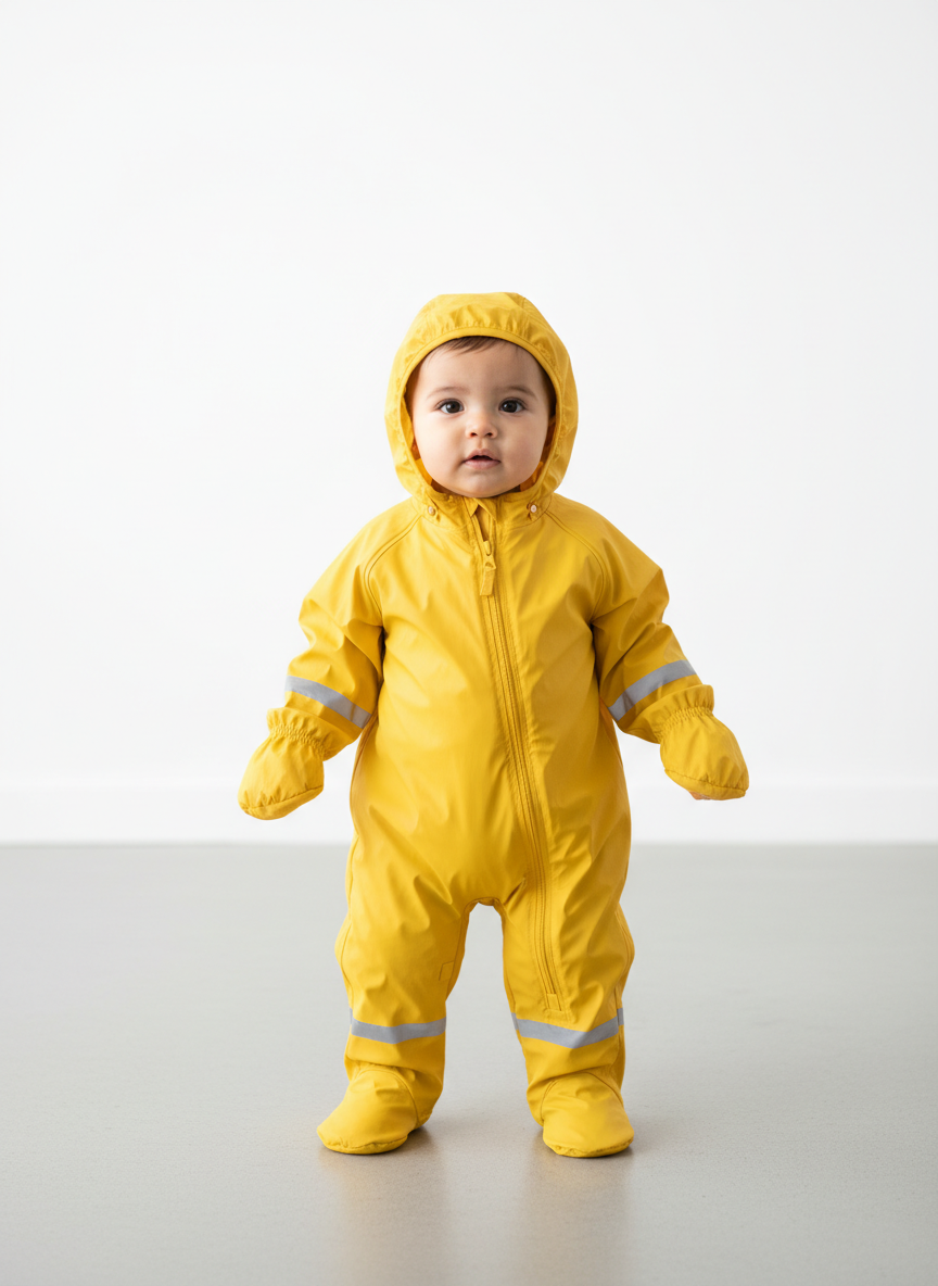 Solstice Packable Rain Shell 9-12M Yellow Main Image
