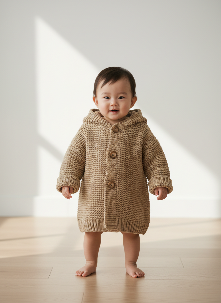 Aura Knit Cardigan Coat 9-12M Oatmeal Main Image