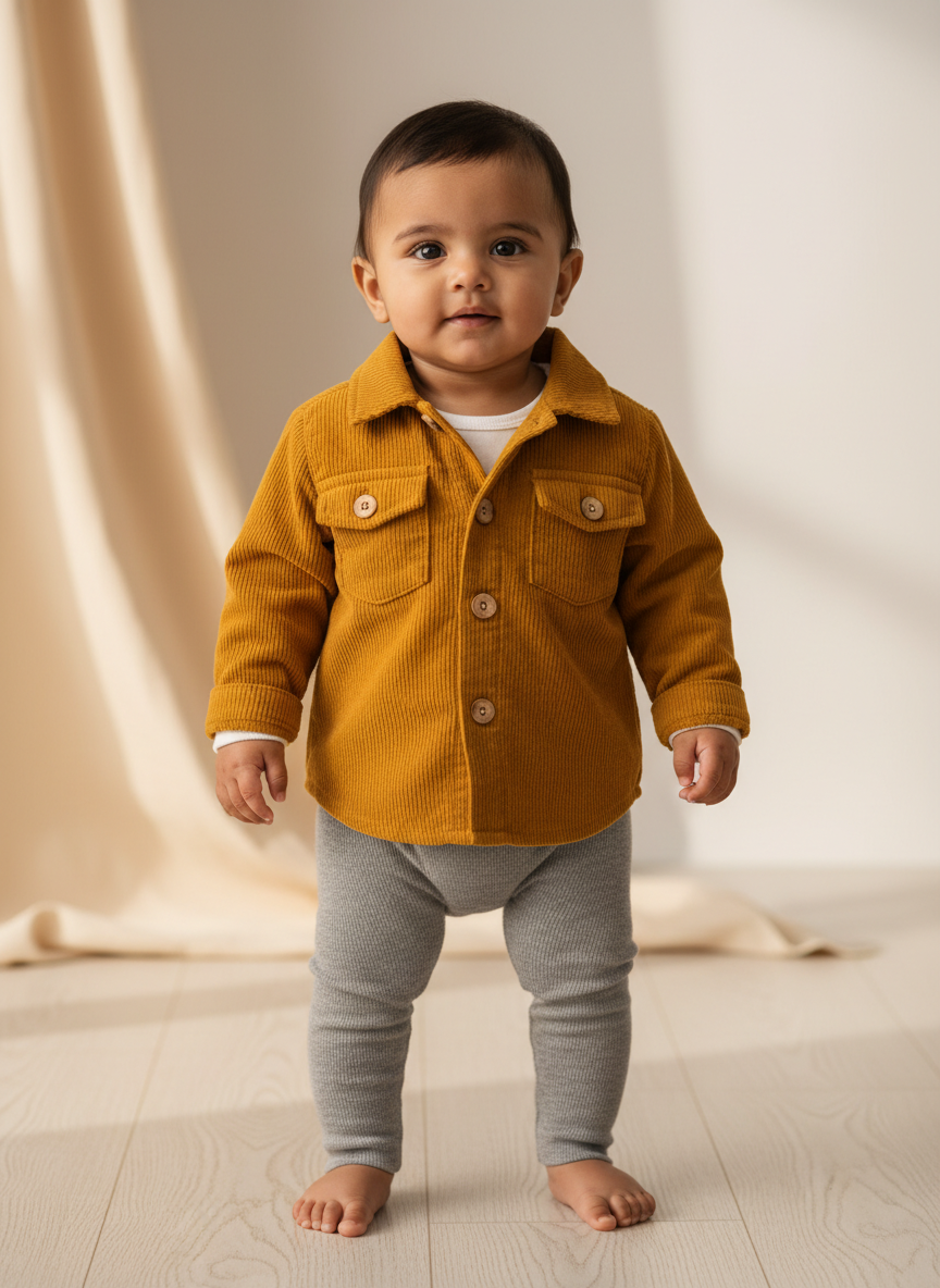 Vera Corduroy Shacket 6-9M Mustard Main Image