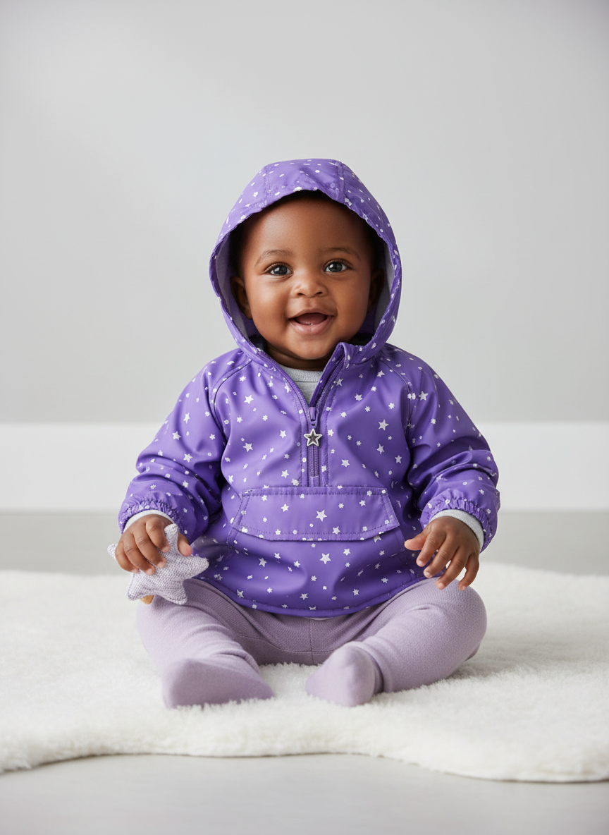 Rebel Star Print Anorak 0-3M Purple Main Image