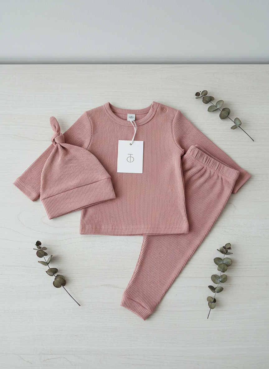 Vera Organic Ribbed Essentials 0-3M Dusty Rose Main Image