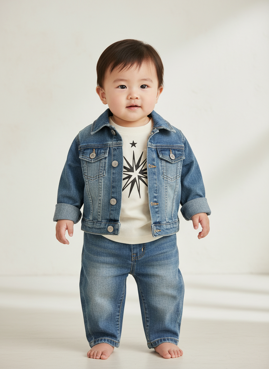 Rebel Denim & Graphic Tee Set 6-9M Vintage Wash Main Image