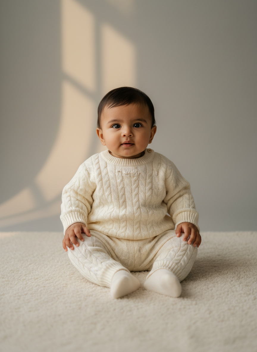 Aura Cable Knit Sweater & Legging 9-12M Ivory Main Image