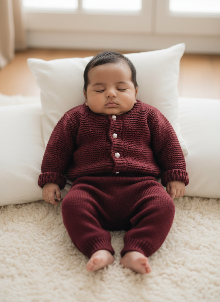 Aura Formal Cardigan Set 0-3M Burgundy Main Image