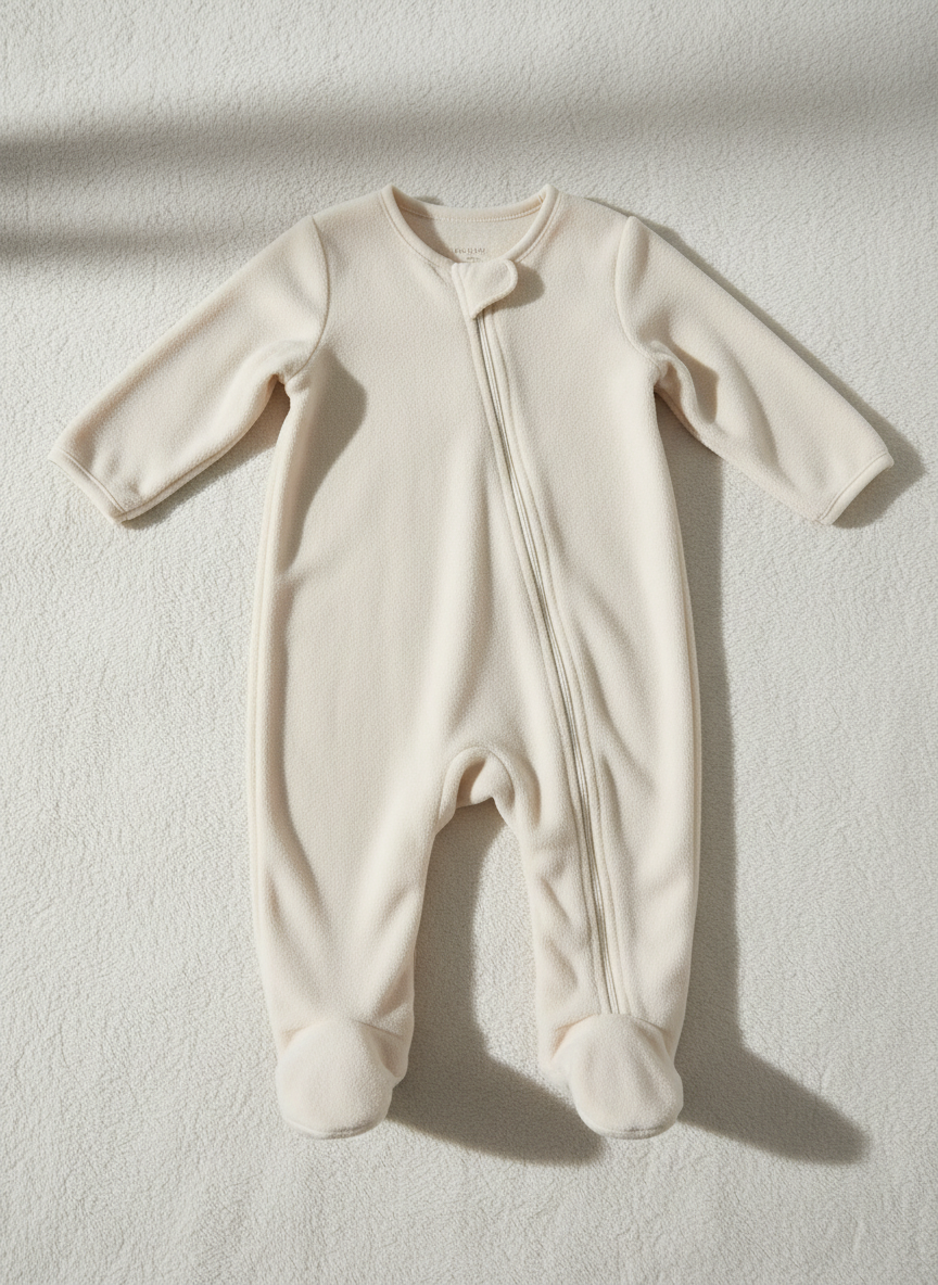 Vera Fleece Footie Pajamas 6-9M Cream Main Image