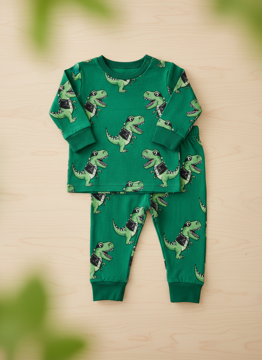 Rebel Dinosaur Print Sleep Set 6-9M Green Main Image