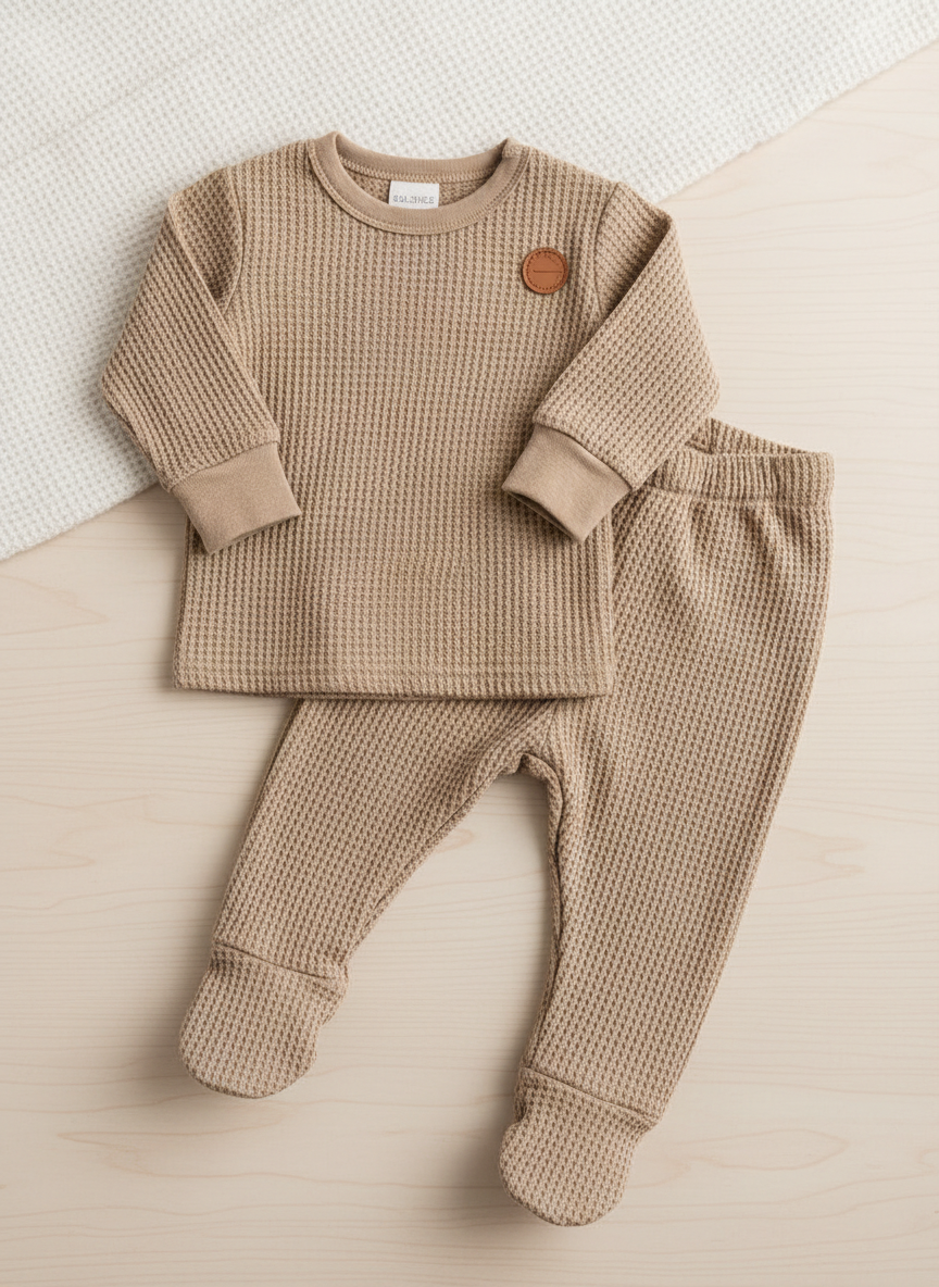 Solstice Thermal Waffle PJs 6-9M Oatmeal Main Image