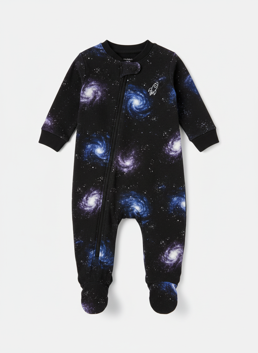 Rebel Space Explorer Footie 6-9M Black Main Image