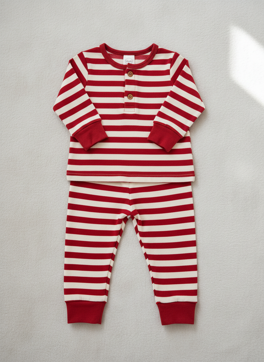 Vera Striped Two-Piece PJs 3-6M Red/White Main Image
