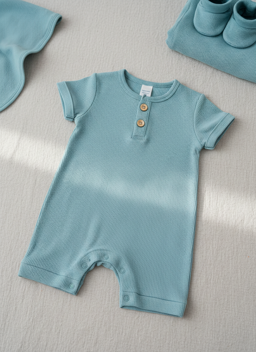 Solstice Lightweight Summer Romper PJs 6-9M Aqua Main Image
