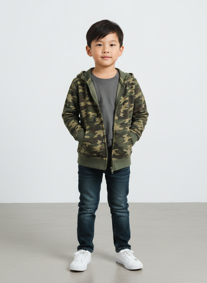 Vera Camo Print Zip Hoodie M Woodland Camo Main Image