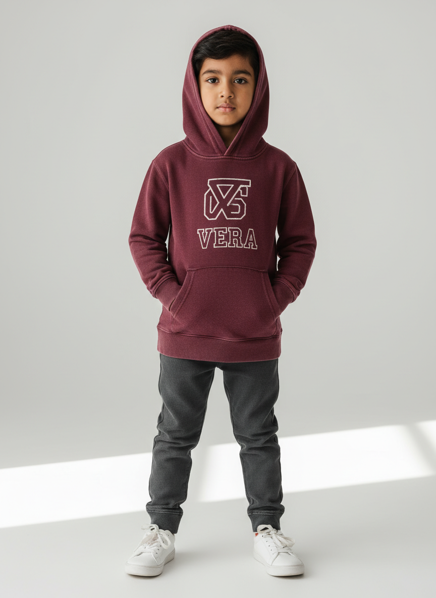 Vera Vintage Logo Hoodie M Burgundy Main Image