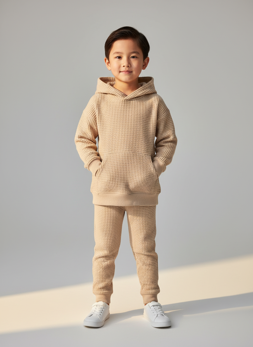 Aura Waffle Knit Hoodie XS Oatmeal Main Image