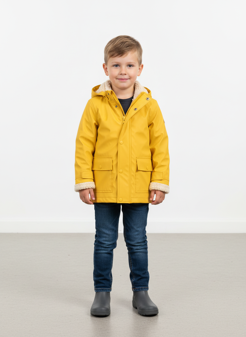 Vera Fleece-Lined Rain Jacket S Yellow Main Image