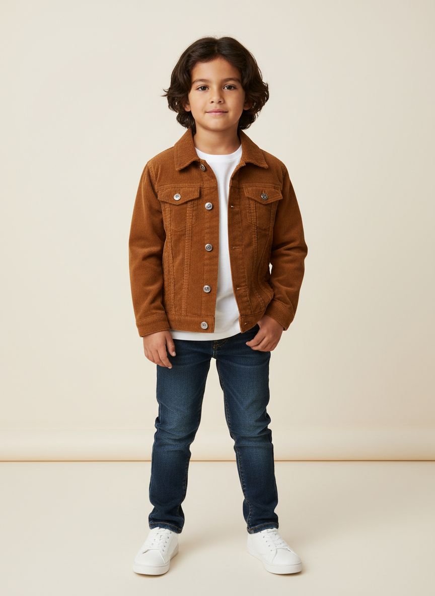 Rebel Corduroy Trucker Jacket M Brown Main Image