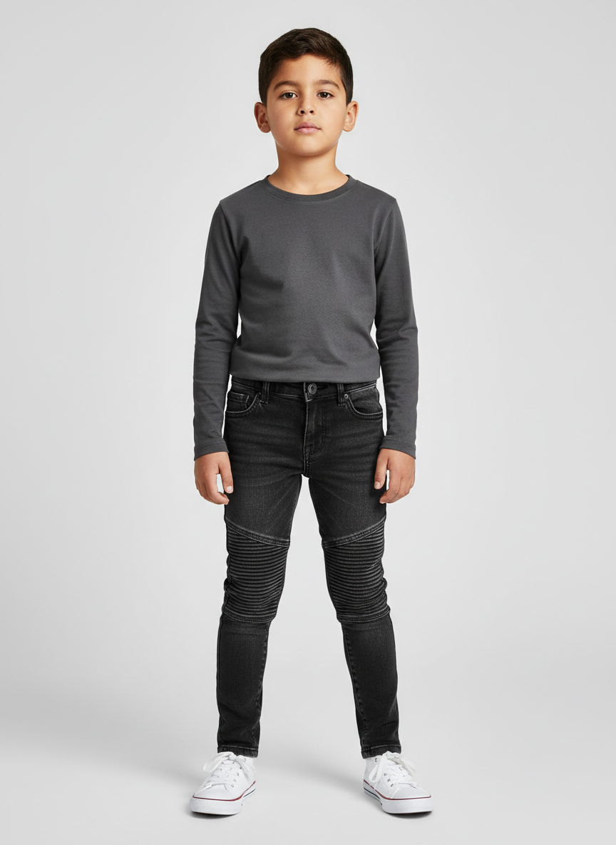 Rebel Slim-Fit Moto Jean L Washed Black Main Image