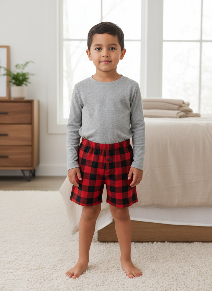 Vera Plaid Sleep Short L Red Plaid Main Image