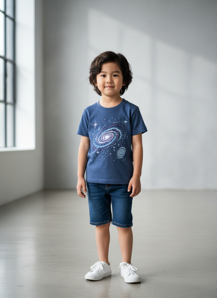 Aura Hand-Drawn Space Tee S Deep Space Blue Main Image