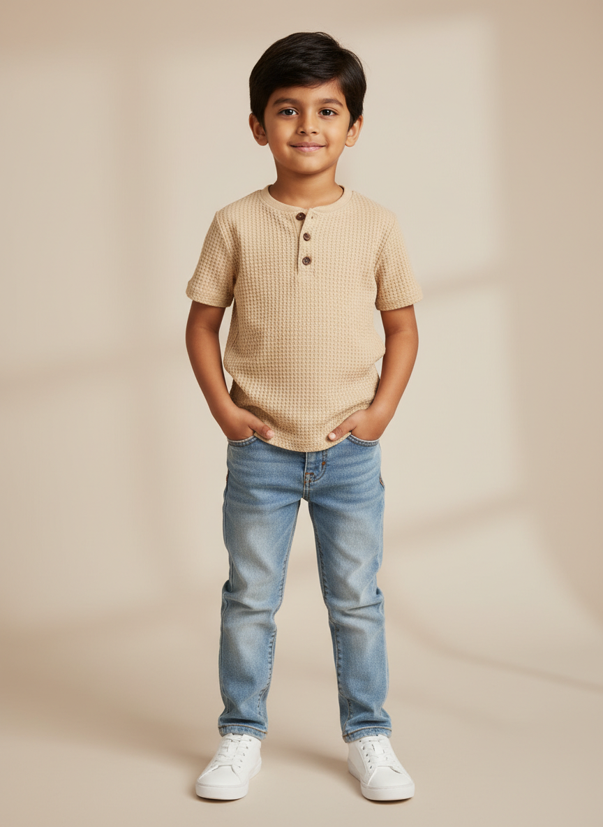 Vera Classic Henley Tee XS Oatmeal Main Image