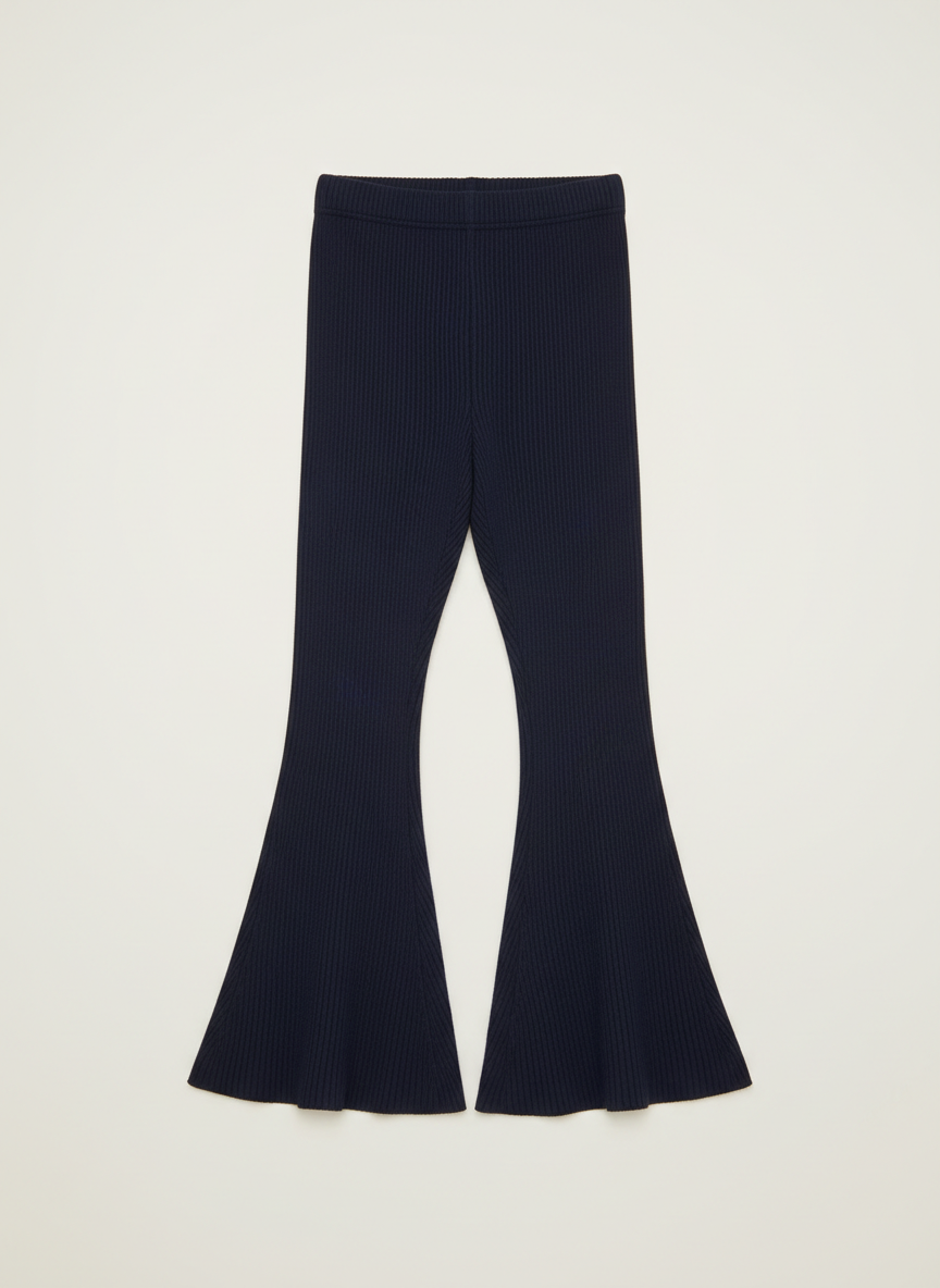 Lumina Knit Bell Bottoms L Navy Main Image