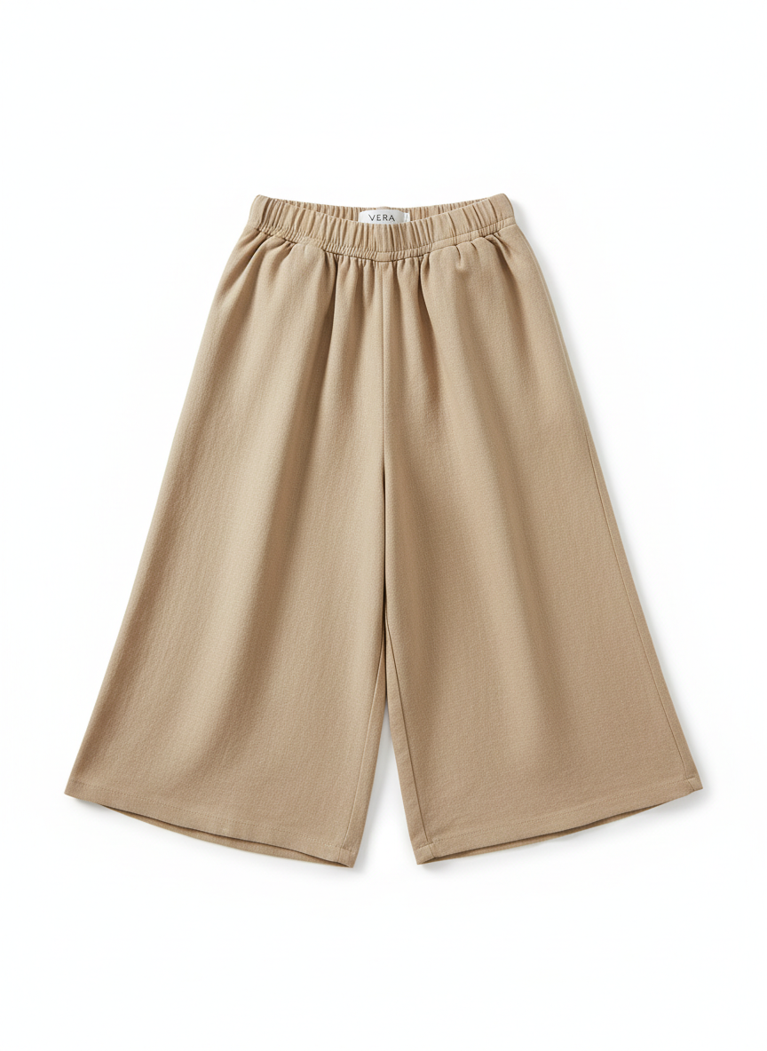 Vera Wide Leg Cropped Pant M Tan Main Image