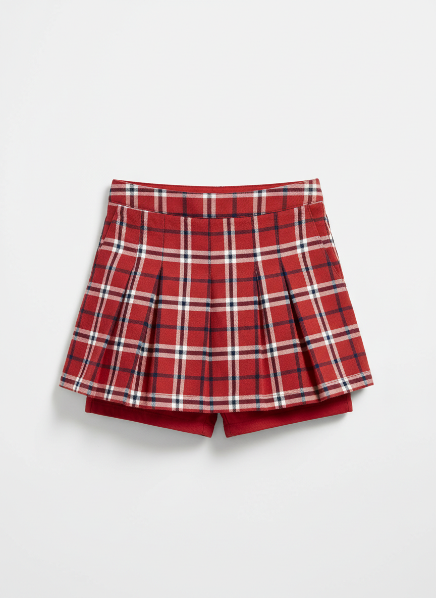 Aura Plaid Pleated Skort XS Red Plaid Main Image