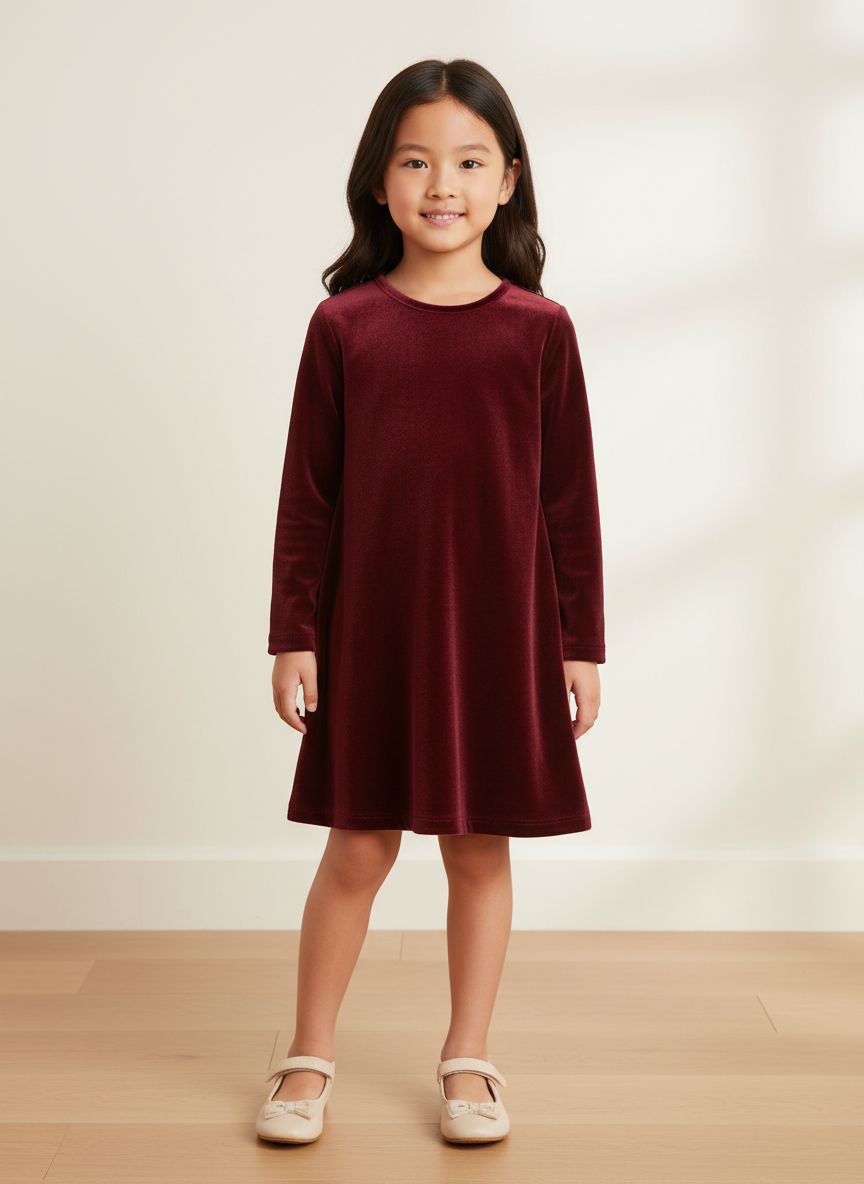 Aura Velvet Holiday Dress XS Burgundy Main Image