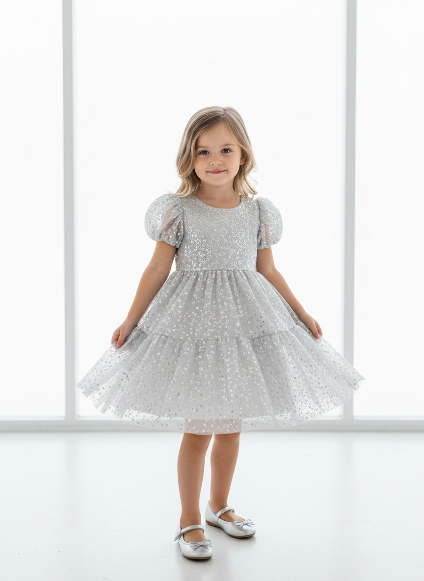 Lumina Sparkle Tulle Dress M Silver Main Image