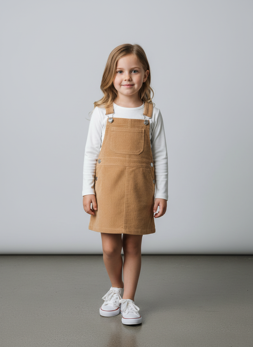 Rebel Corduroy Overall Dress M Tan Main Image