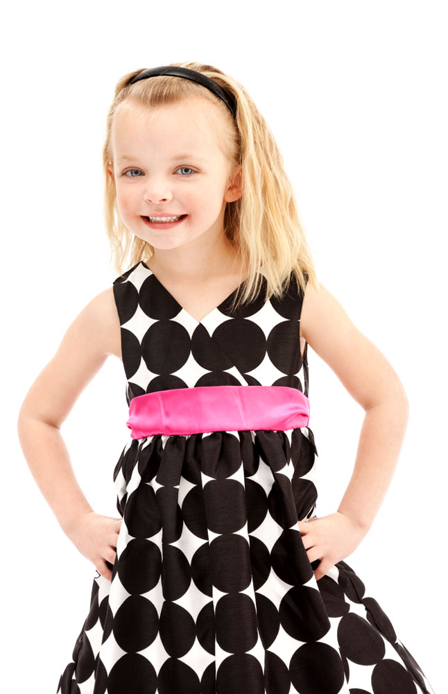 Hermitage Girls' Black & White Polkadot Dress Main Image