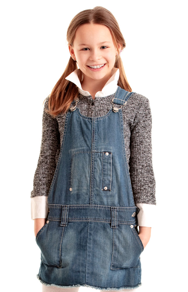 Gusso Kidswear Girls' Denim Overall Dress Main Image