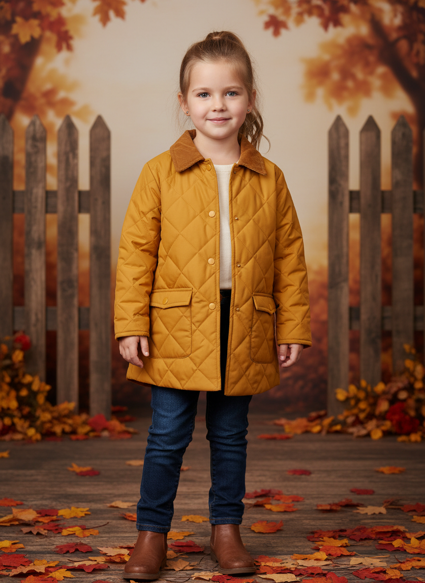 Lumina Quilted Barn Coat L Mustard Main Image