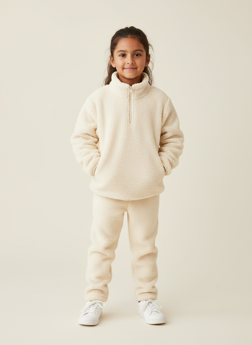 Vera Teddy Bear Fleece Pullover XS Cream Main Image
