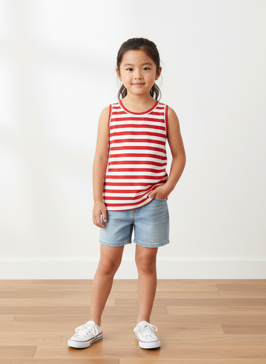 Solstice Basic Striped Tank M Red/White Main Image