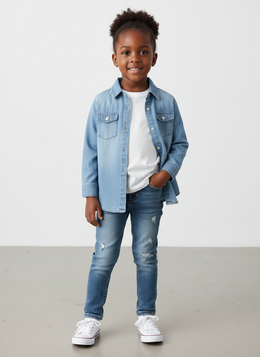 Rebel Denim Button-Up Shirt XS Light Wash Main Image
