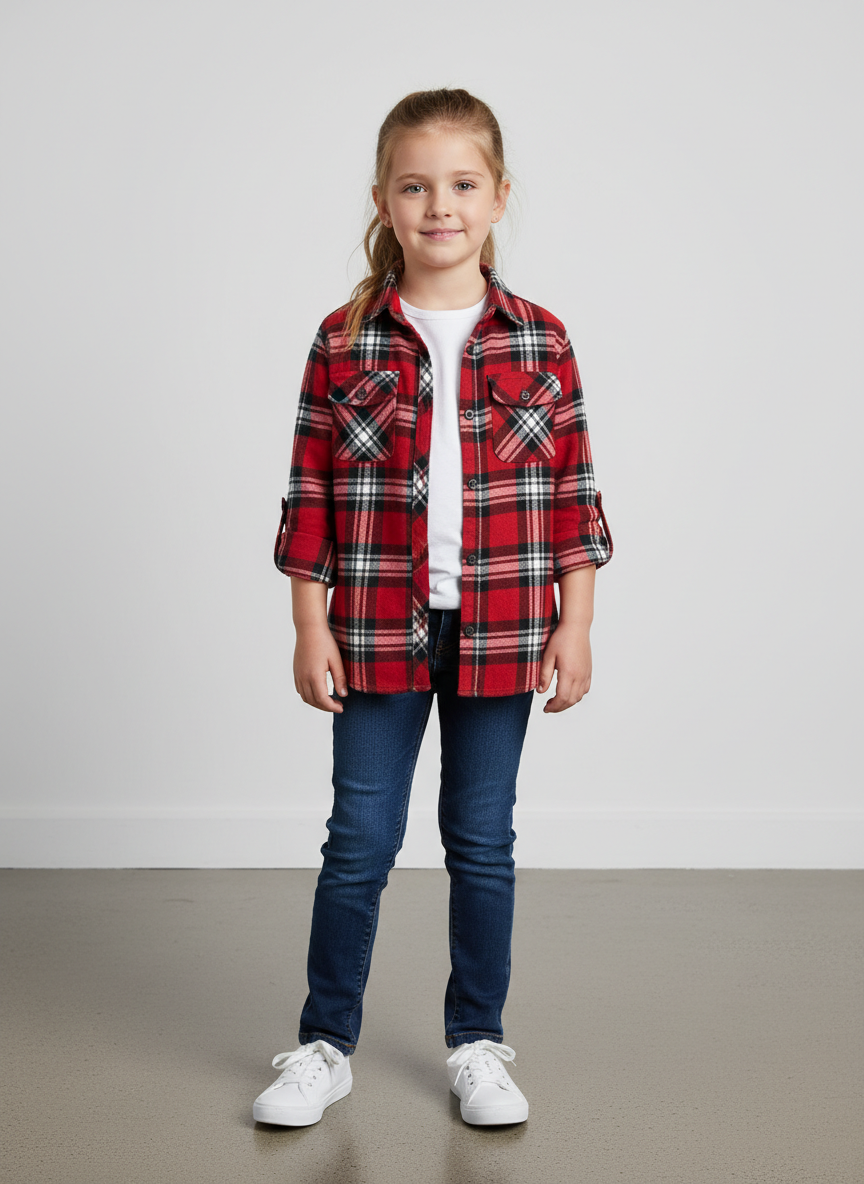 Rebel Plaid Flannel Shirt L Red Plaid Main Image