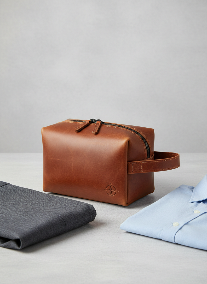 Rebel Leather Dopp Kit Brown Main Image