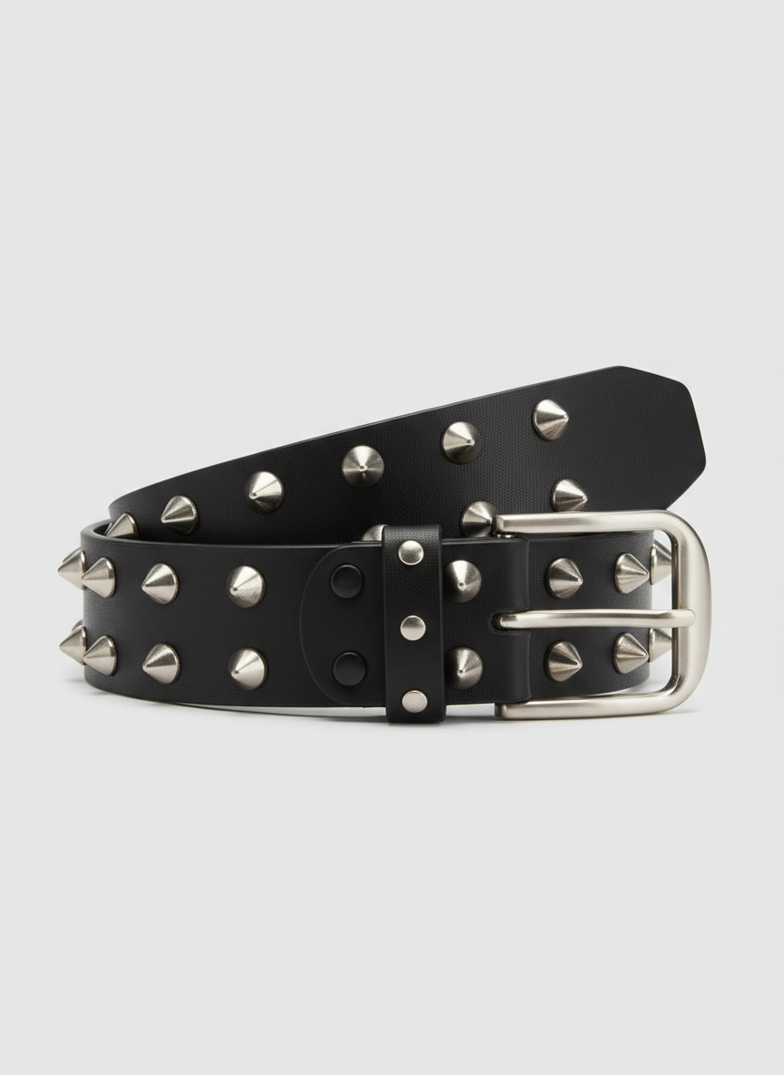 Rebel Studded Leather Belt Size 34 Black Main Image