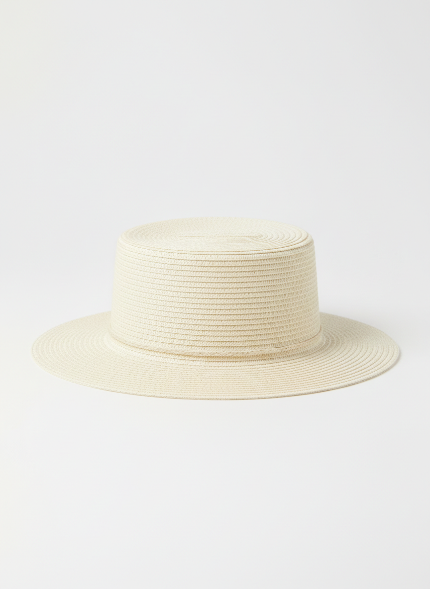 Aura Woven Boater Hat L/XL Ivory Main Image