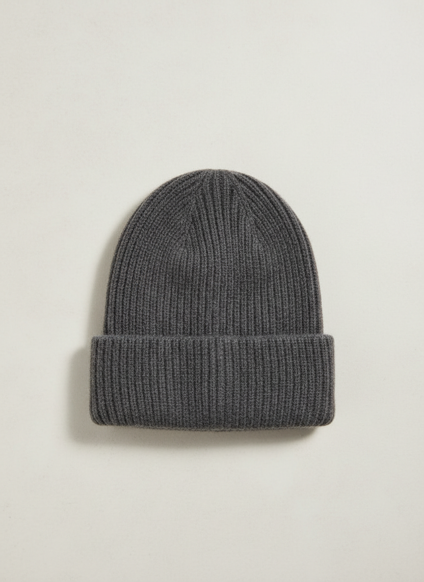 Lumina Cashmere Ribbed Beanie Charcoal Main Image