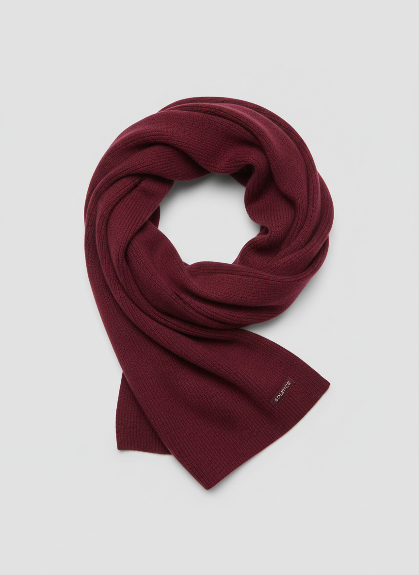 Solstice Merino Wool Scarf Burgundy Main Image