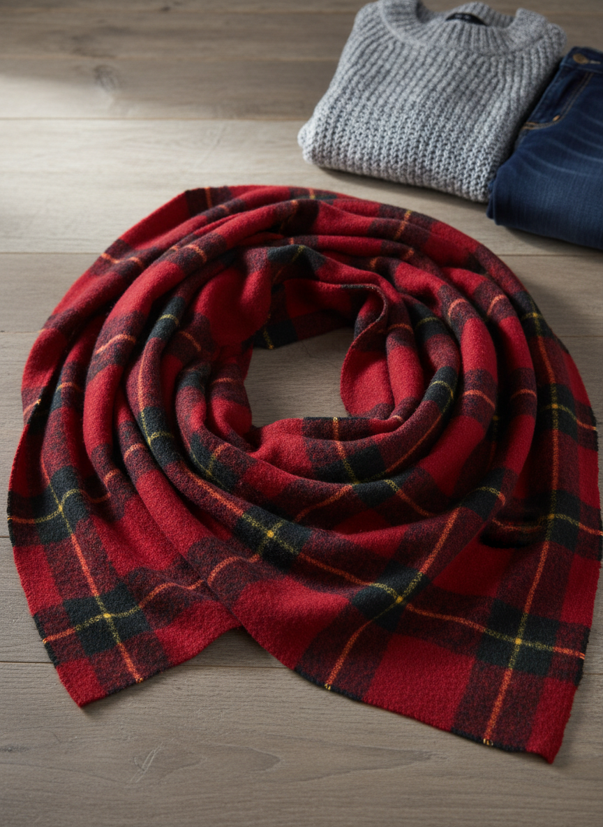 Rebel Plaid Blanket Scarf Red Tartan Main Image