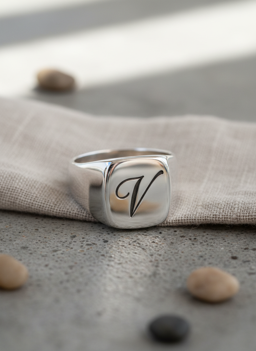 Vera Silver Signet Ring Size 11 Main Image