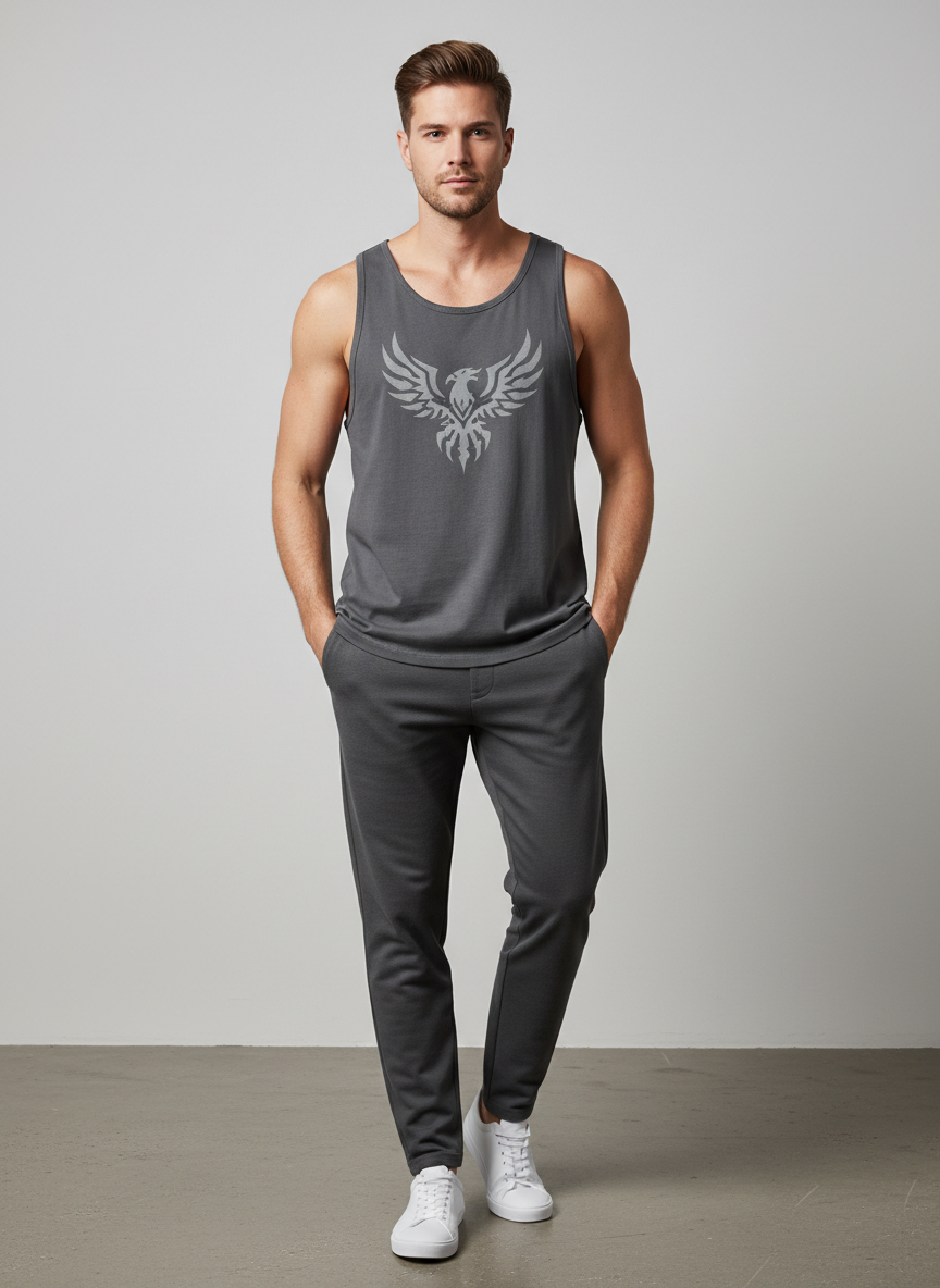 Rebel Graphic Muscle Tank X-Large Charcoal Main Image