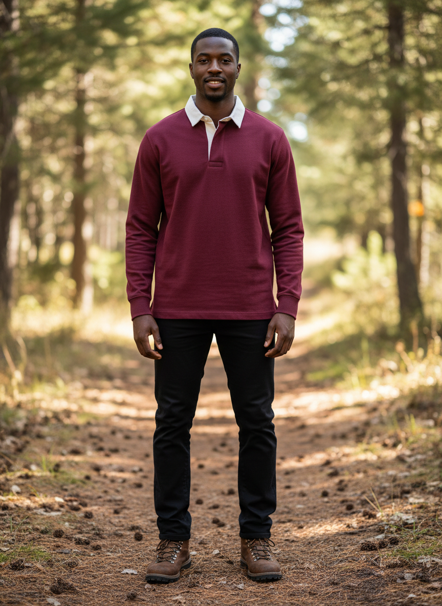 Vera Heavyweight Rugby Henley Small Burgundy Main Image
