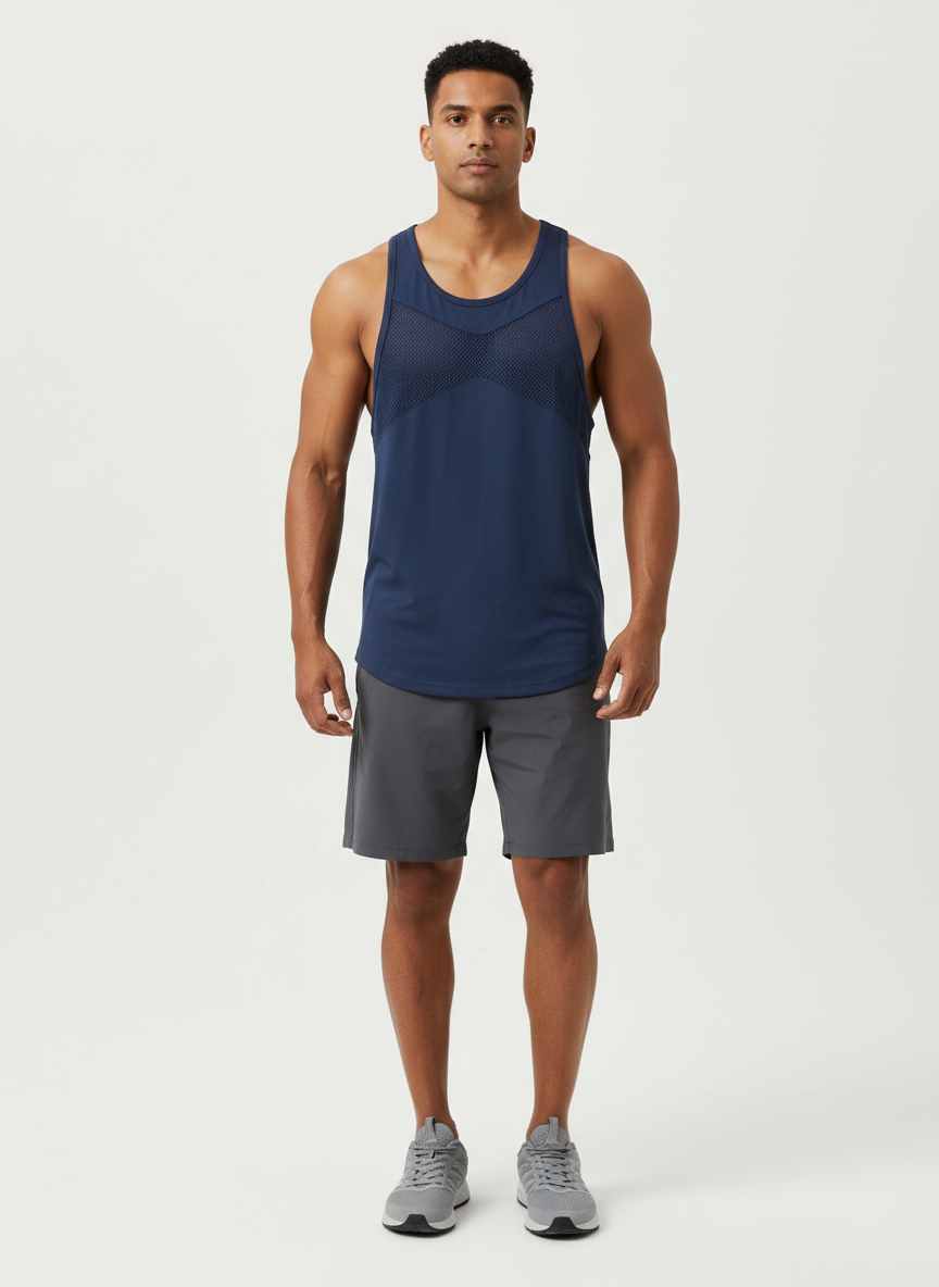 Lumina Mesh Panel Stringer Large Navy Main Image