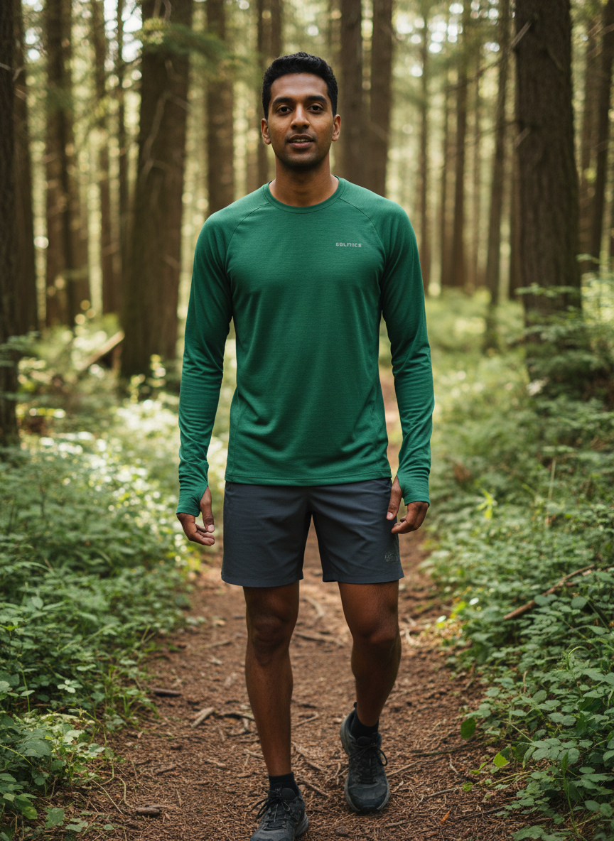 Solstice Trail Running Long Sleeve Small Forest Green Main Image